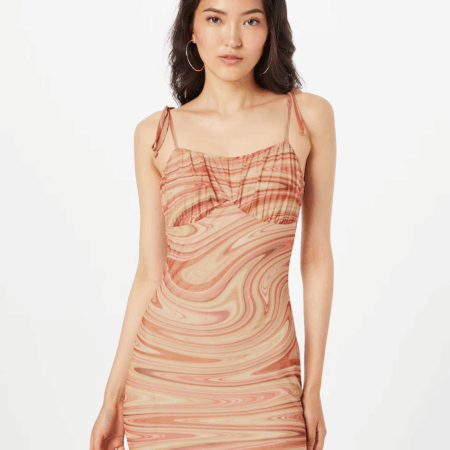 Abito 'Livia' con Stampa Marmorizzata - Leni Klum x ABOUT YOU , Scollo a Cuore e Spalline Annodabili - Eleganza Estiva e Trendy