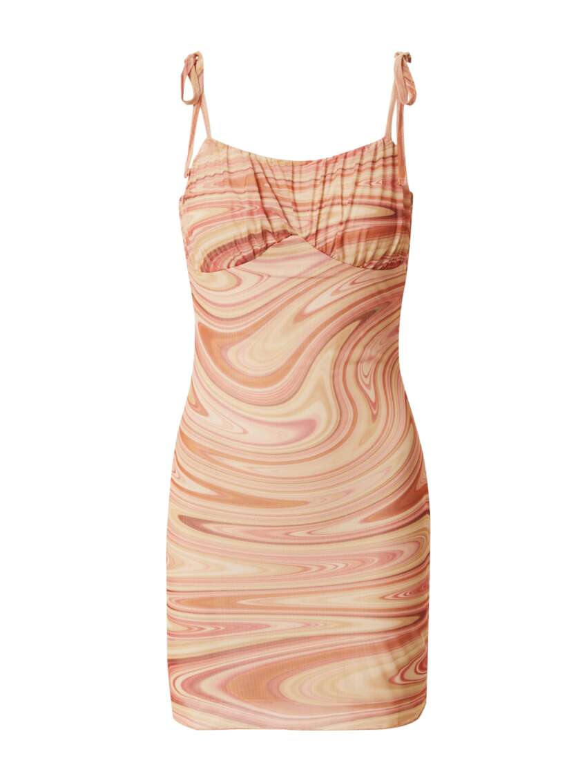 Abito 'Livia' con Stampa Marmorizzata - Leni Klum x ABOUT YOU , Scollo a Cuore e Spalline Annodabili - Eleganza Estiva e Trendy