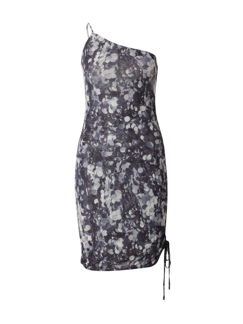 Abito da donna mono spalla con fantasia astratta – Eleganza moderna – Misure Curvy – Brand Monki