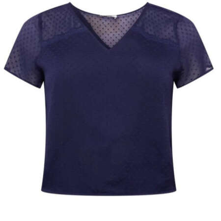 Blusa Navy - Donna Curvy Colore Blu e Bordeaux con Tulle Trasparente - Eleganza e comodità