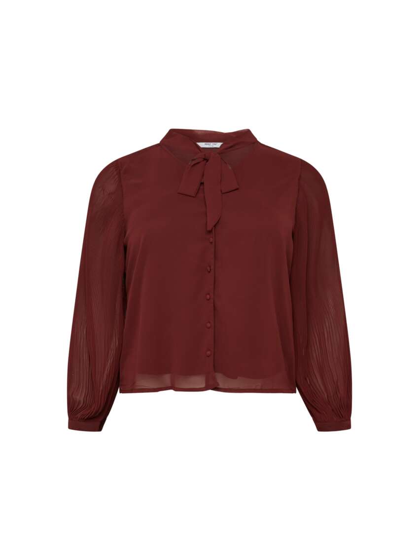 Elegante Blusa a Maniche Lunghe in Chiffon con Fiocco al Collo e Abbottonatura Frontale - Raffinatezza per l'Ufficio e le Occasioni Speciali