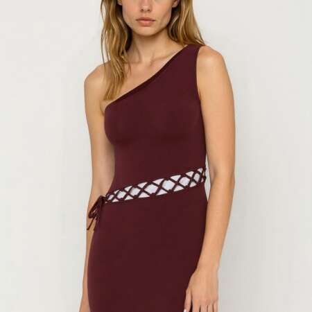 Mini Abito Monospalla 'Alessia' con Dettaglio Cut-Out e Allacciatura Laterale - Eleganza Asimmetrica e di Tendenza