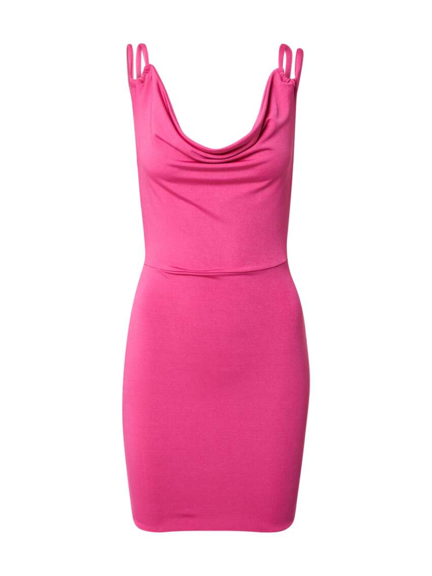 Abito da donna Mini Rosa Vivace Y2K con Scollo a Cascata - Eleganza Audace e Nostalgica