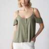 ABOUT YOU Camicetta 'Abby' da Donna - Spalle Scoperte, Abbottonatura Frontale, Maniche Corte Volant