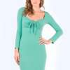 Dorothy Perkins - Elegante Mini Abito a Maniche Lunghe in Maglia a Costine con Dettaglio Nodo al Décolleté - Perfetto per Ogni Occasione