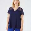 Blusa Navy - Donna Curvy Colore Blu e Bordeaux con Tulle Trasparente manica corta - Eleganza e comodità