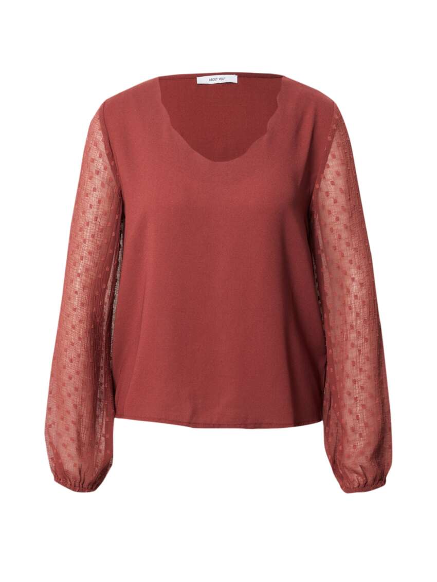 ABOUT YOU Blusa 'Vivian' da Donna con Scollo a V e Maniche Lunghe Trasparenti a Pois