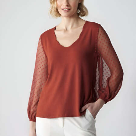 ABOUT YOU Blusa 'Vivian' da Donna con Scollo a V e Maniche Lunghe Trasparenti a Pois