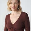 ABOUT YOU Top Corto a Costine da Donna con Scollo a V e Coulisse