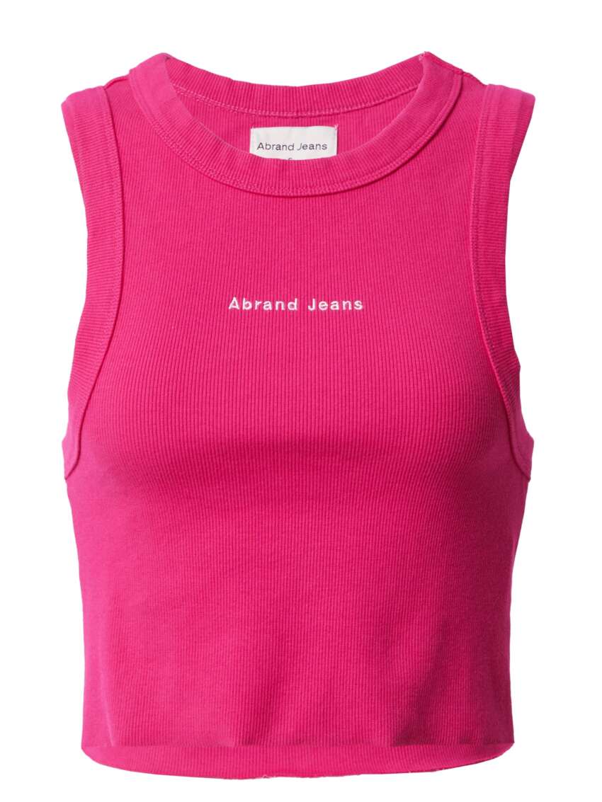 Abrand Jeans Canotta Corta da Donna a Costine con Logo Ricamato