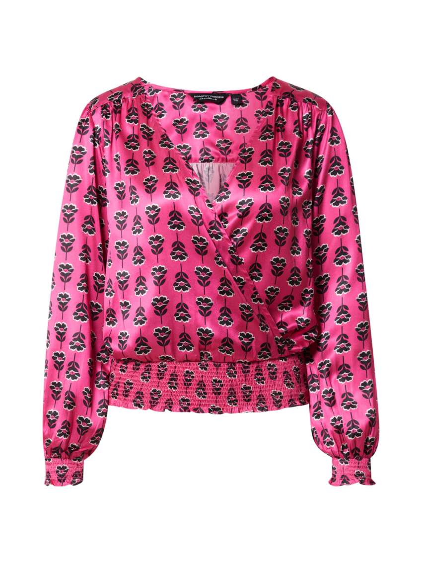 Blusa da Donna a Portafoglio con Stampa Floreale e Maniche Lunghe -Dorothy Perkins