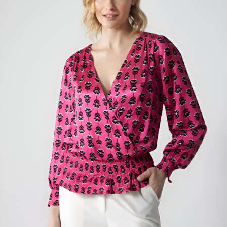 Blusa da Donna a Portafoglio con Stampa Floreale e Maniche Lunghe -Dorothy Perkins