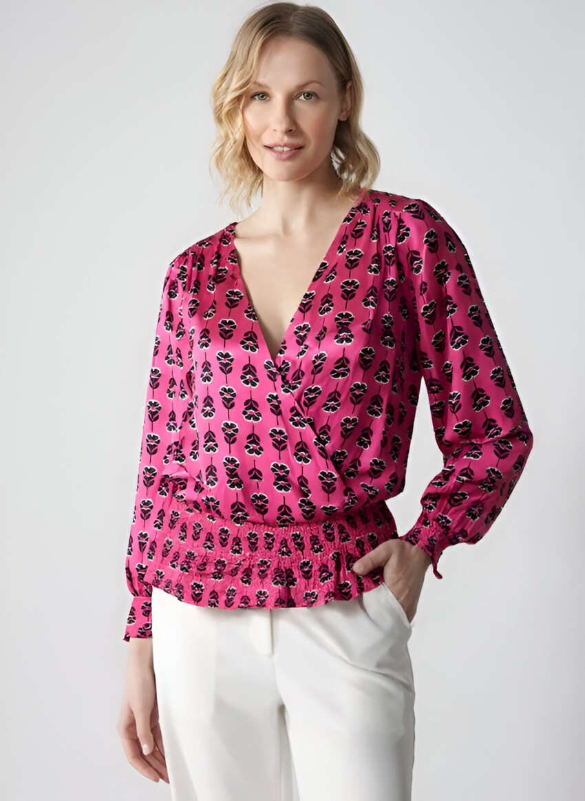 Blusa da Donna a Portafoglio con Stampa Floreale e Maniche Lunghe -Dorothy Perkins