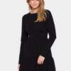 Boohoo Vestito Mini a Balze con Maniche Lunghe e Texture a Costine da Donna