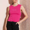 Abrand Jeans Canotta Corta da Donna a Costine con Logo Ricamato