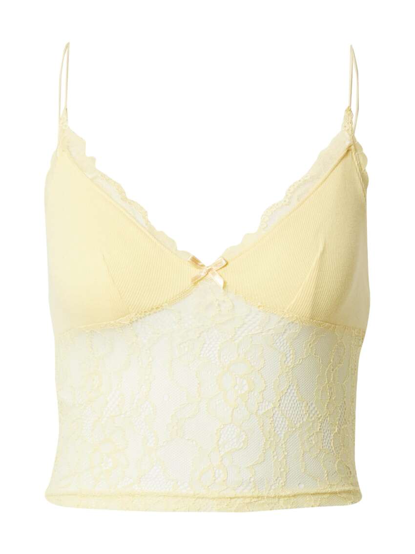 Canotta Crop Top da Donna in Pizzo con Dettagli in Maglia e Fiocchetto