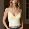 Canotta Crop Top da Donna in Pizzo con Dettagli in Maglia e Fiocchetto