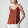 Canotta da Donna a Costine con Scollo a V e Spalline Regolabili con Nodo