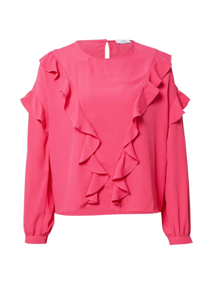 Wallis Blusa da Donna Rosa Vivace con Volant e Maniche Lunghe - Top Women